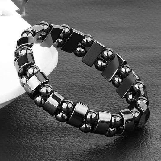 Magnetic Sugar Control Bracelet,Unisex Stylish Health Care Magnetic Black Stone Therapy Bracelet